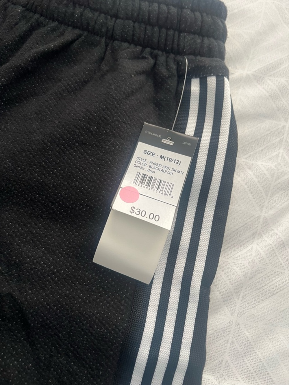 adidas Kids Black Shorts with White Three-Stripes